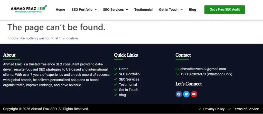 404 error - ahmad fraz seo