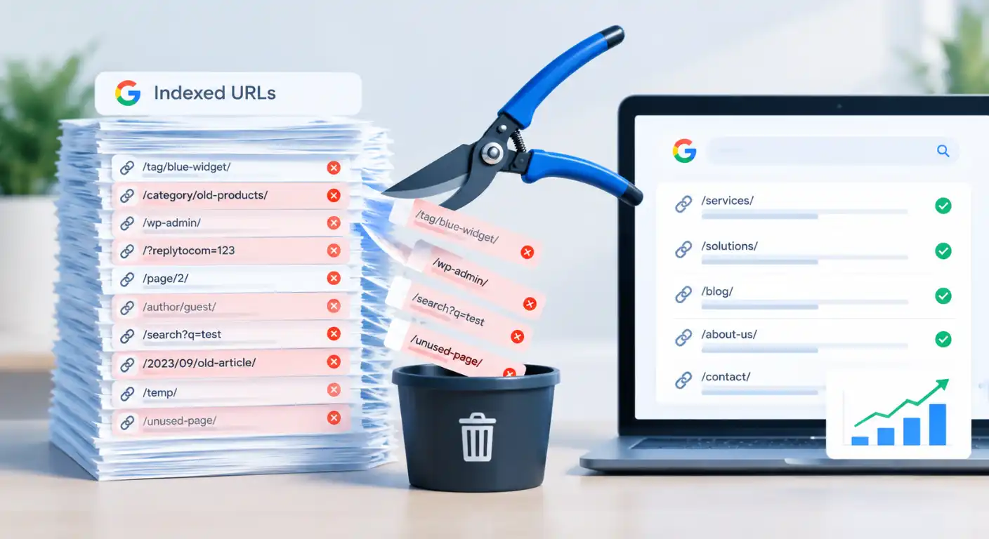 Index bloat in seo - blog featured image - ahmad fraz seo
